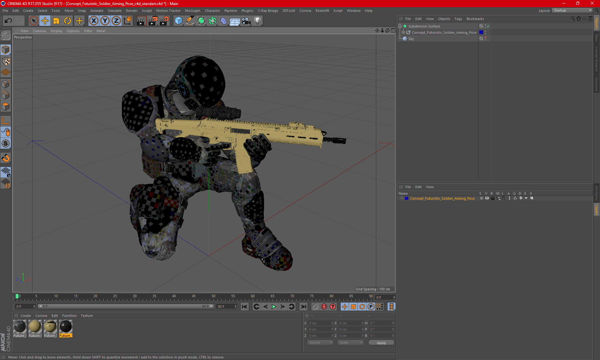 3D Concept Futuristic Soldier Aiming Pose model