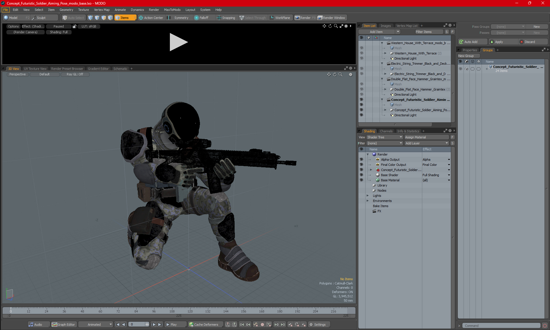 3D Concept Futuristic Soldier Aiming Pose model