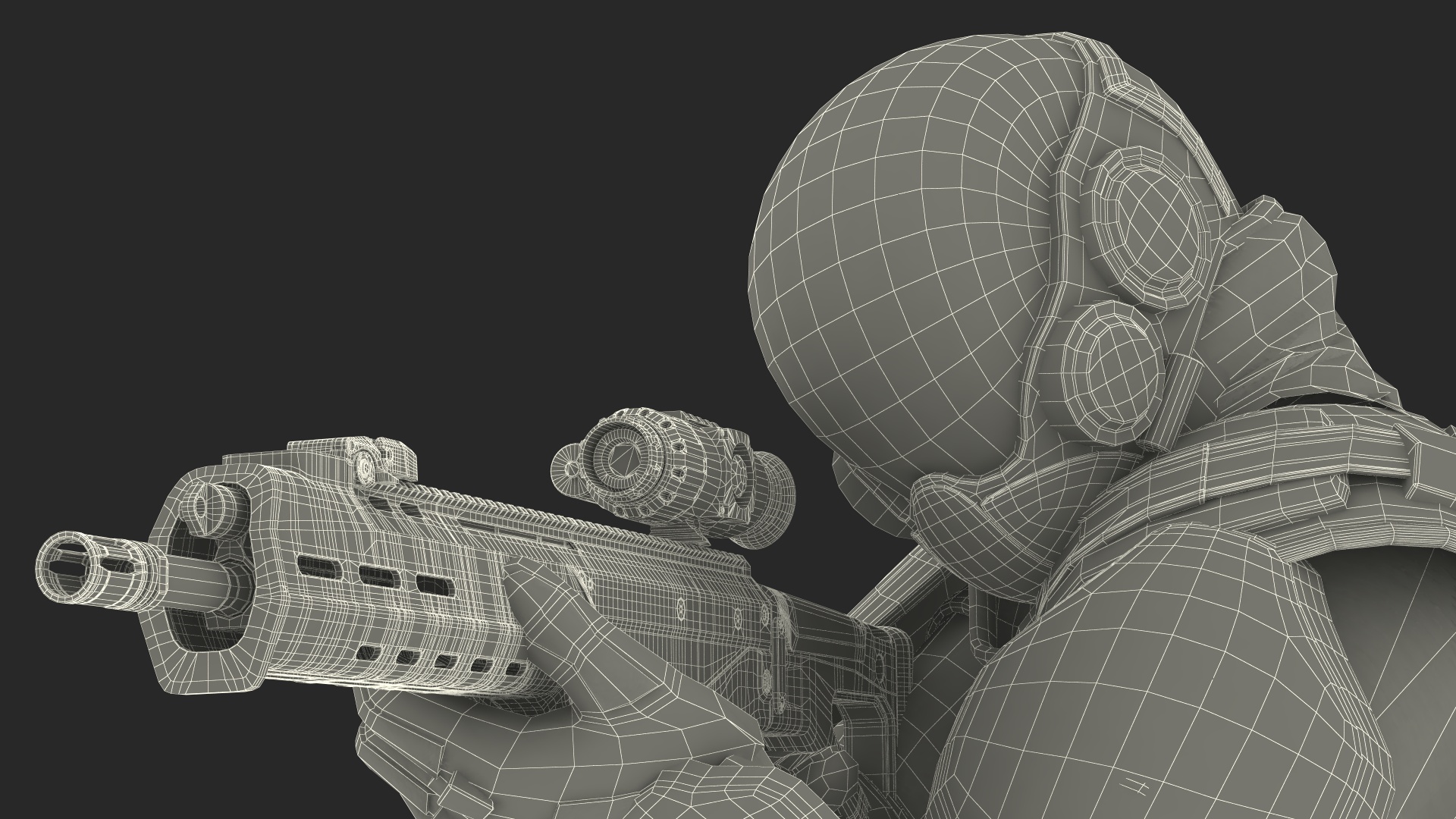 3D Concept Futuristic Soldier Aiming Pose model