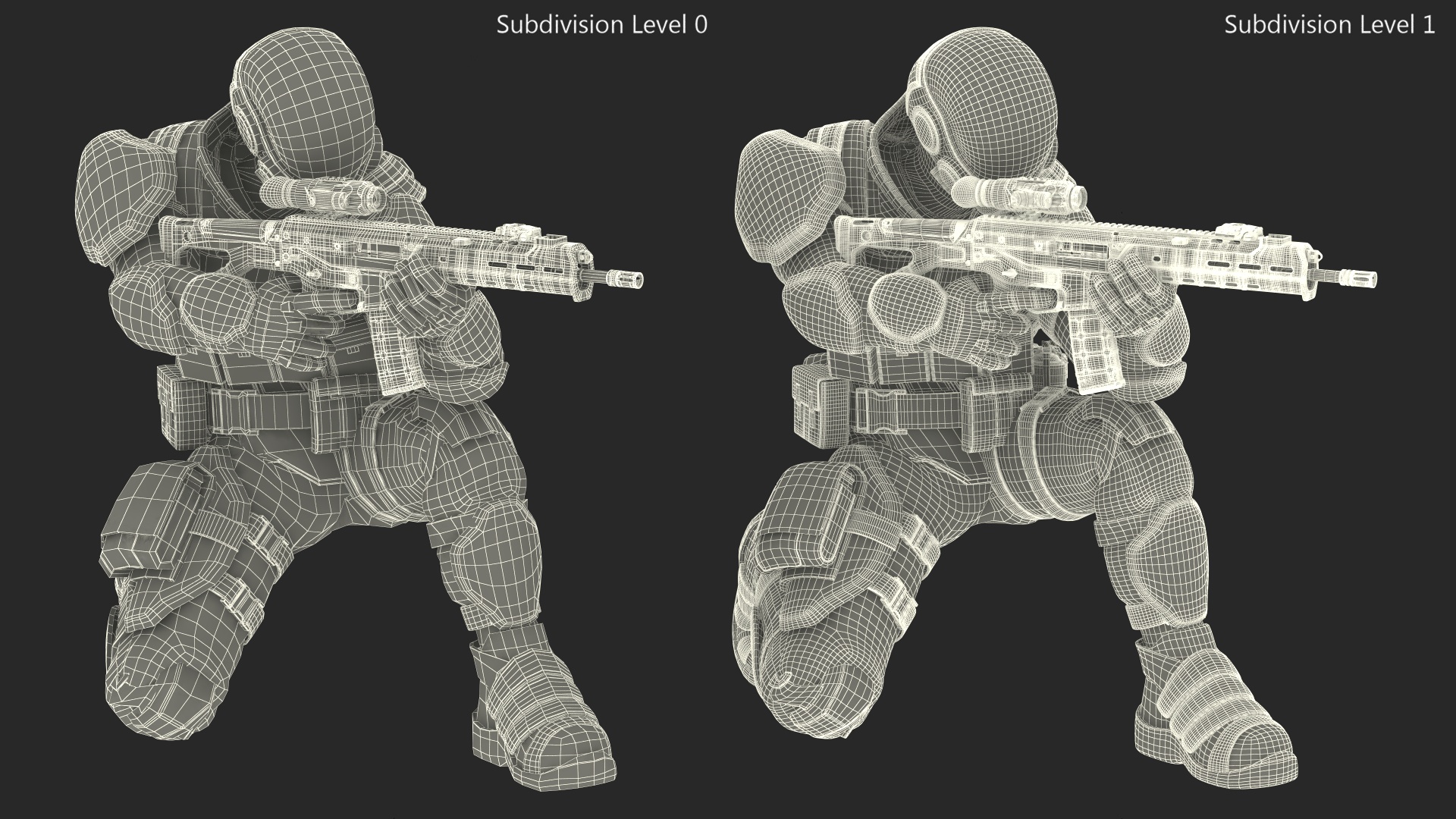 3D Concept Futuristic Soldier Aiming Pose model