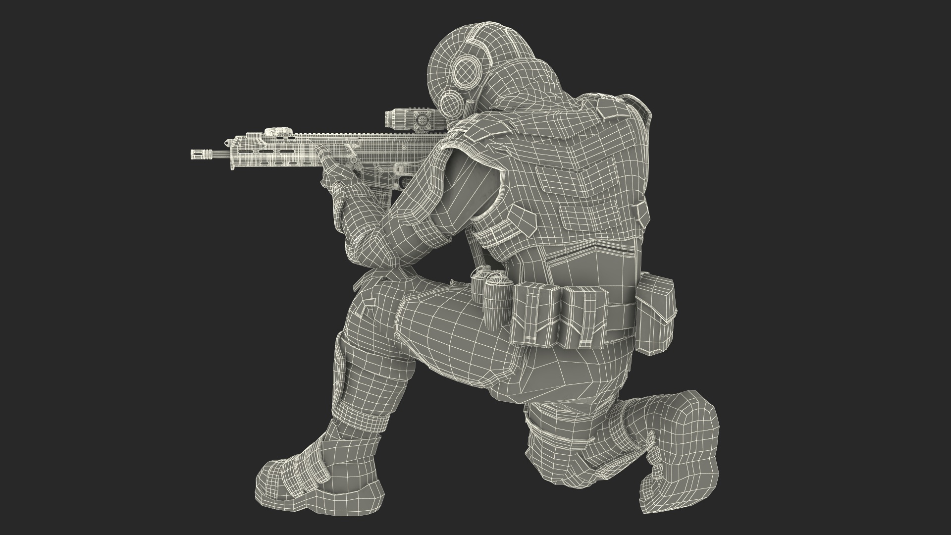 3D Concept Futuristic Soldier Aiming Pose model