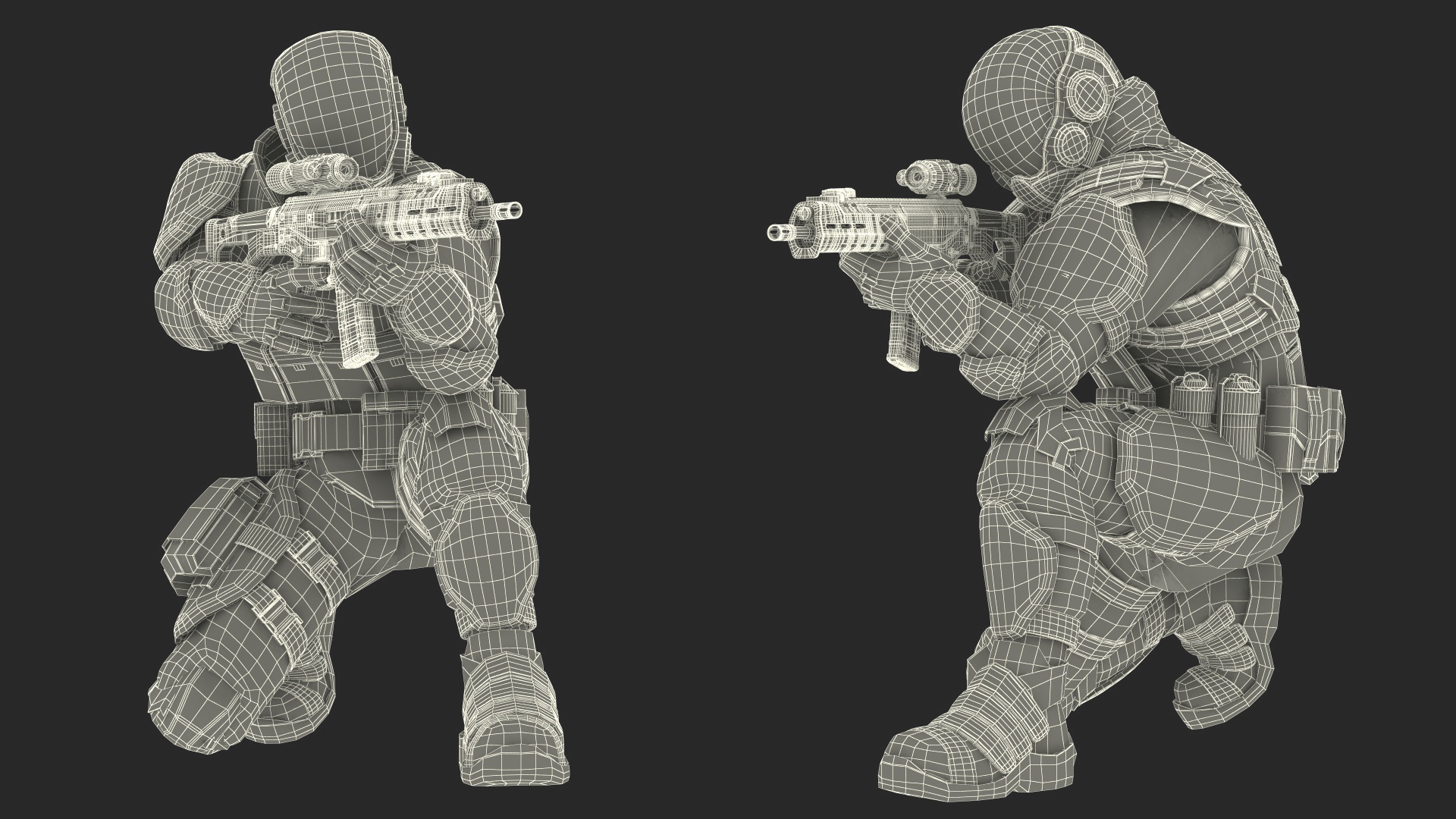 3D Concept Futuristic Soldier Aiming Pose model