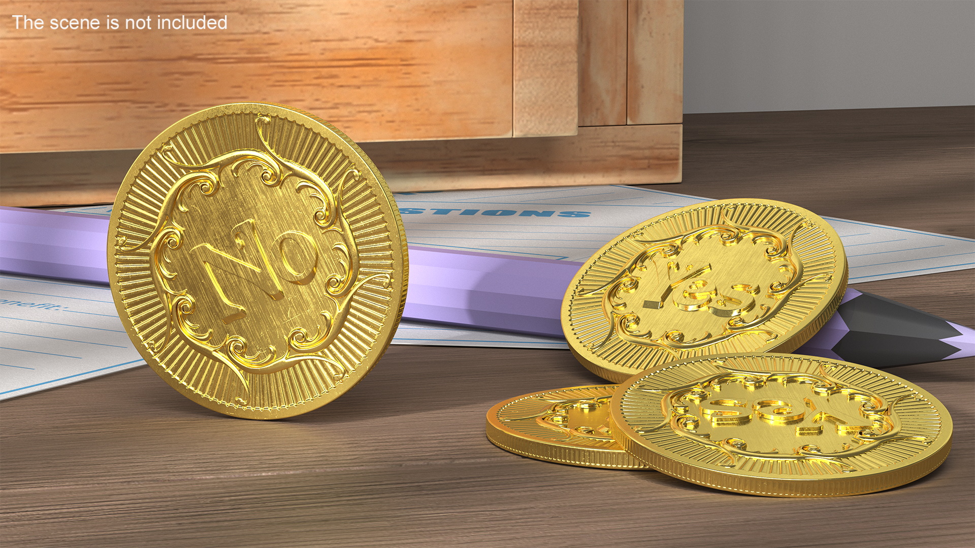 3D model Yes No Decision Coin Gold