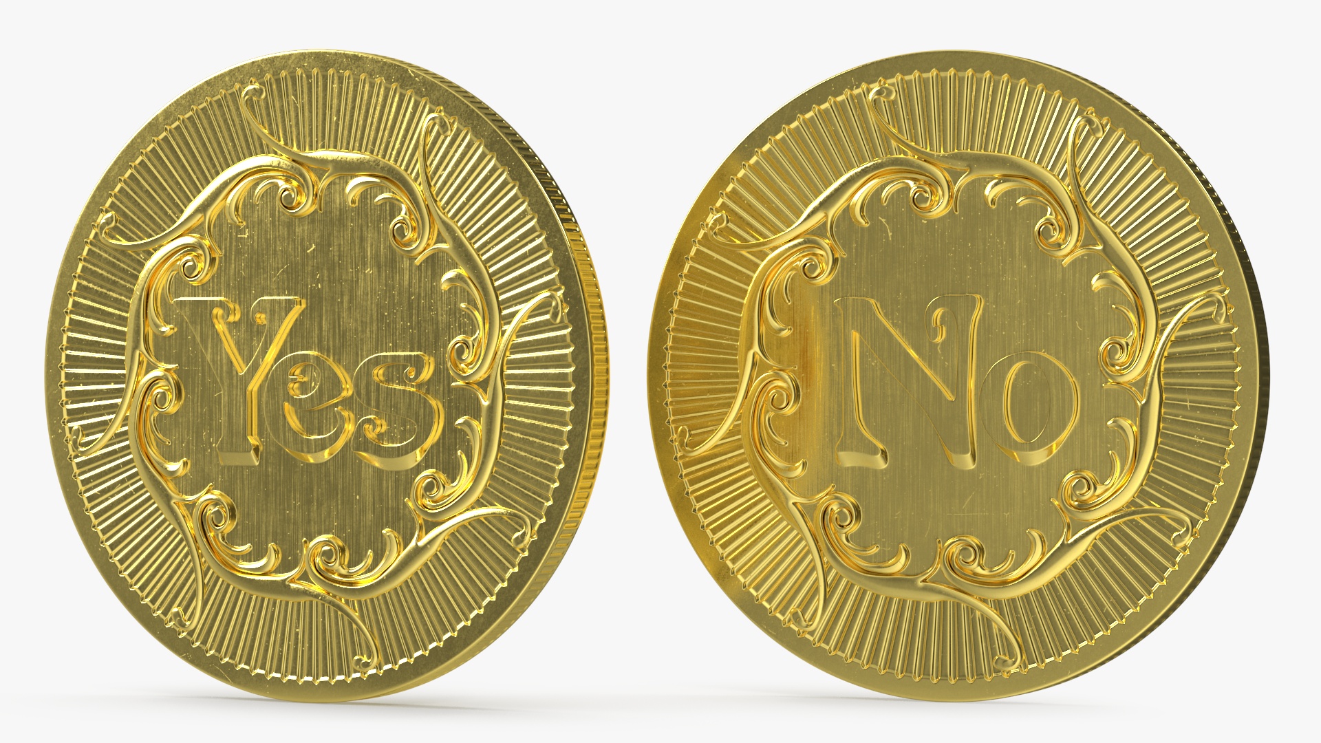 3D model Yes No Decision Coin Gold