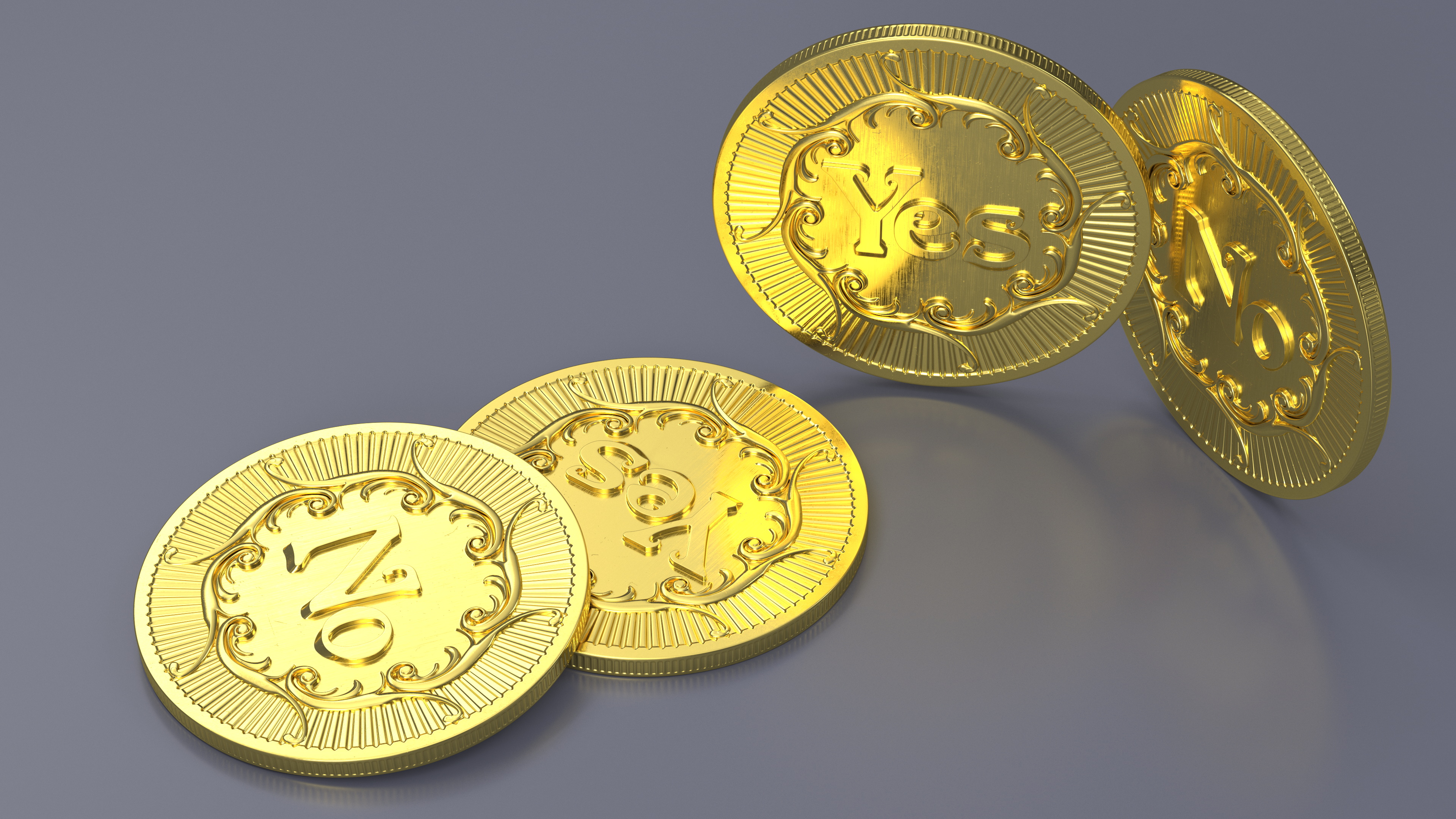 3D model Yes No Decision Coin Gold