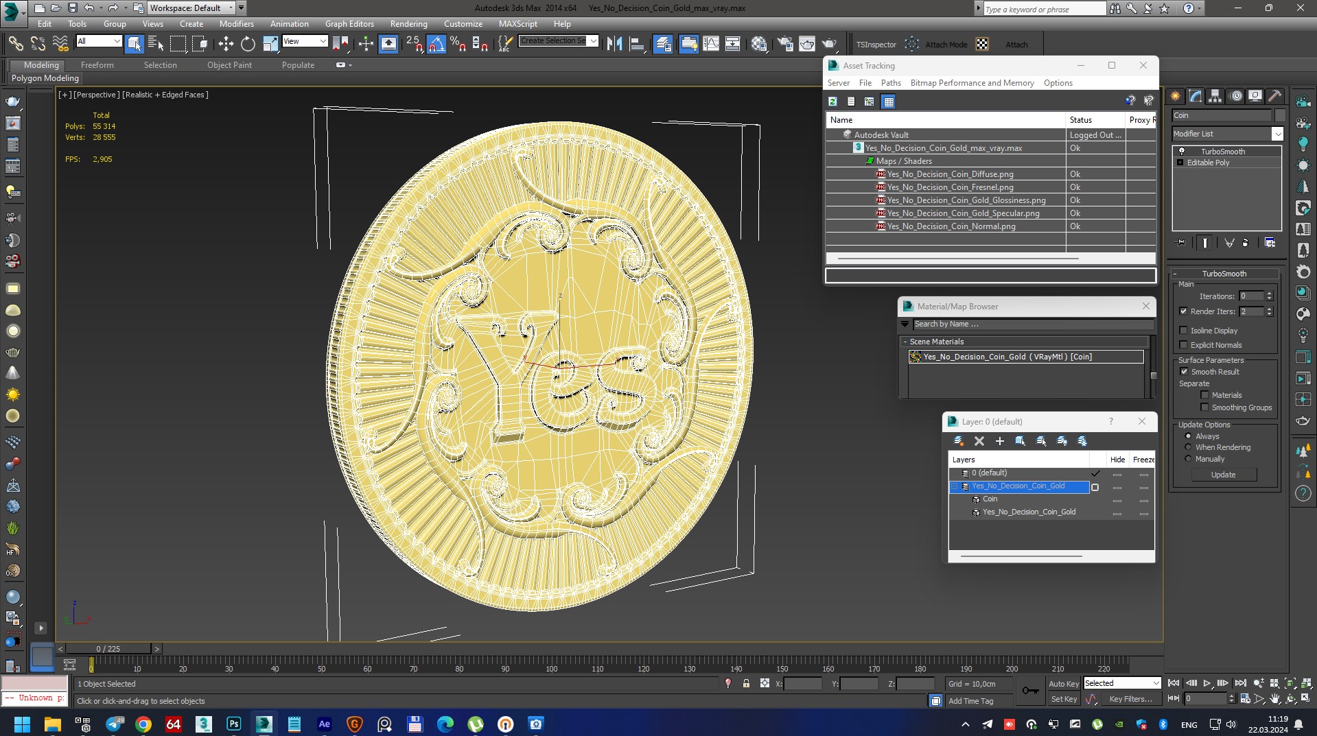 3D model Yes No Decision Coin Gold