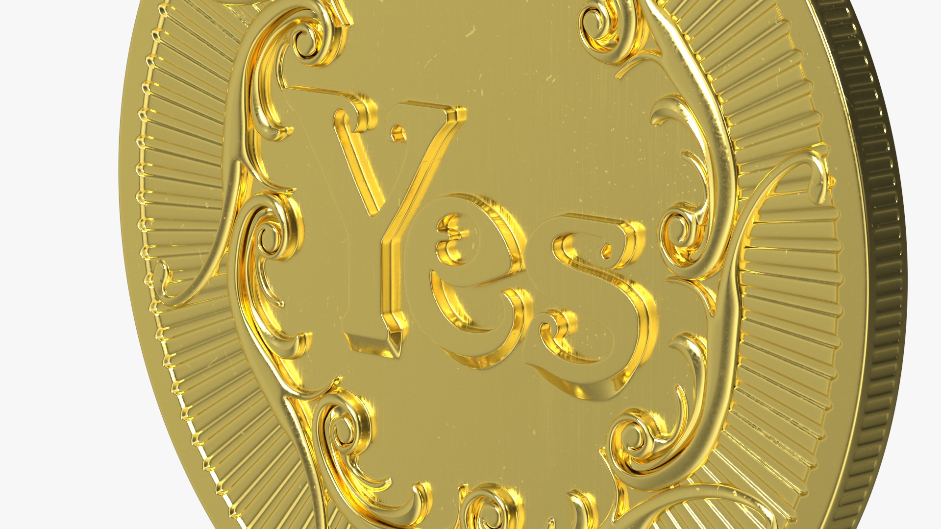 3D model Yes No Decision Coin Gold