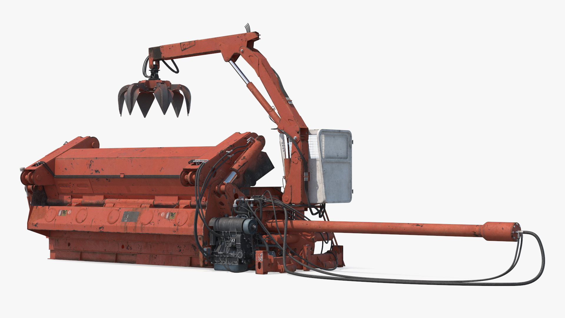 3D model Portable Metal Baler with Scrap Car