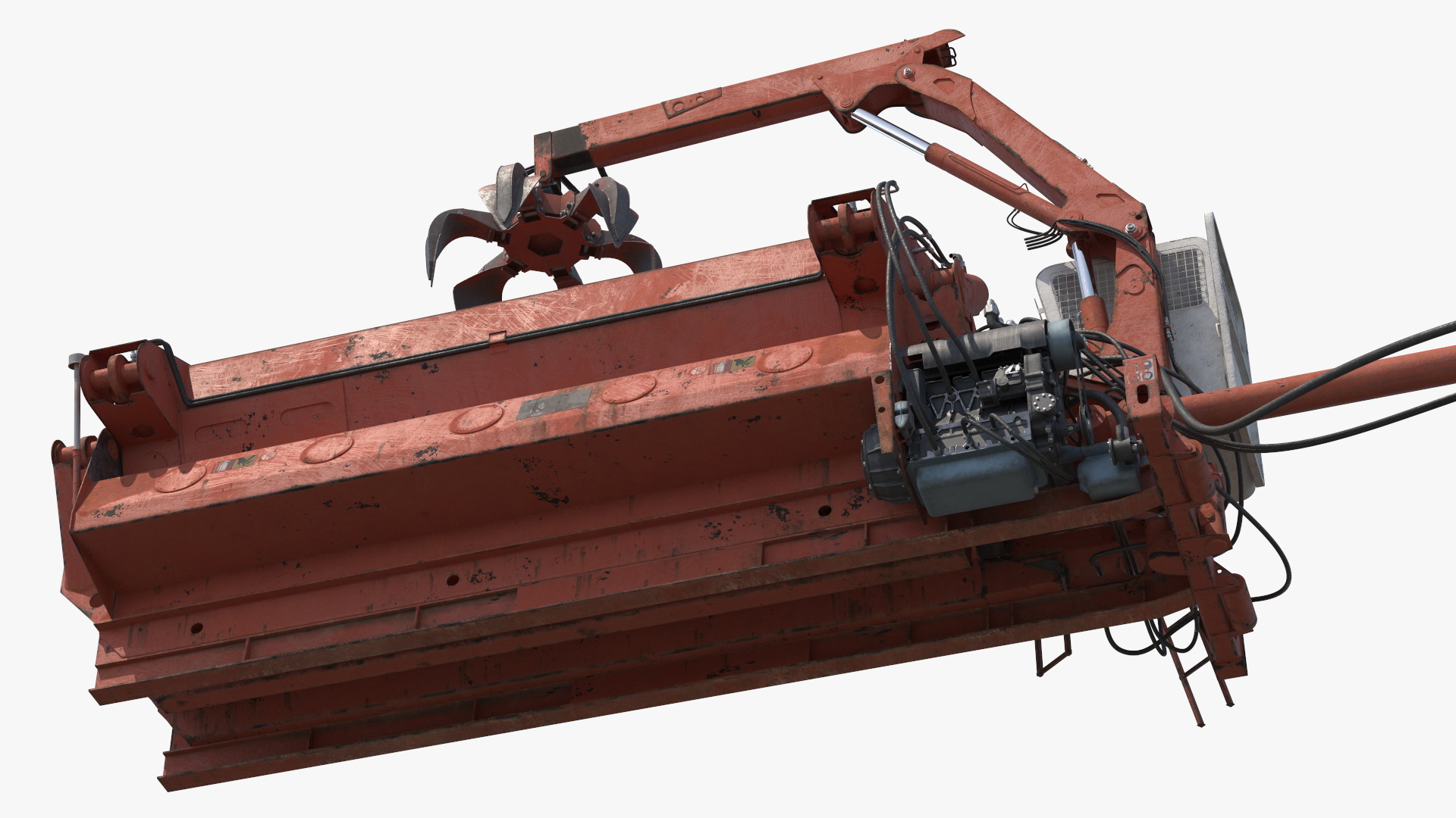 3D model Portable Metal Baler with Scrap Car