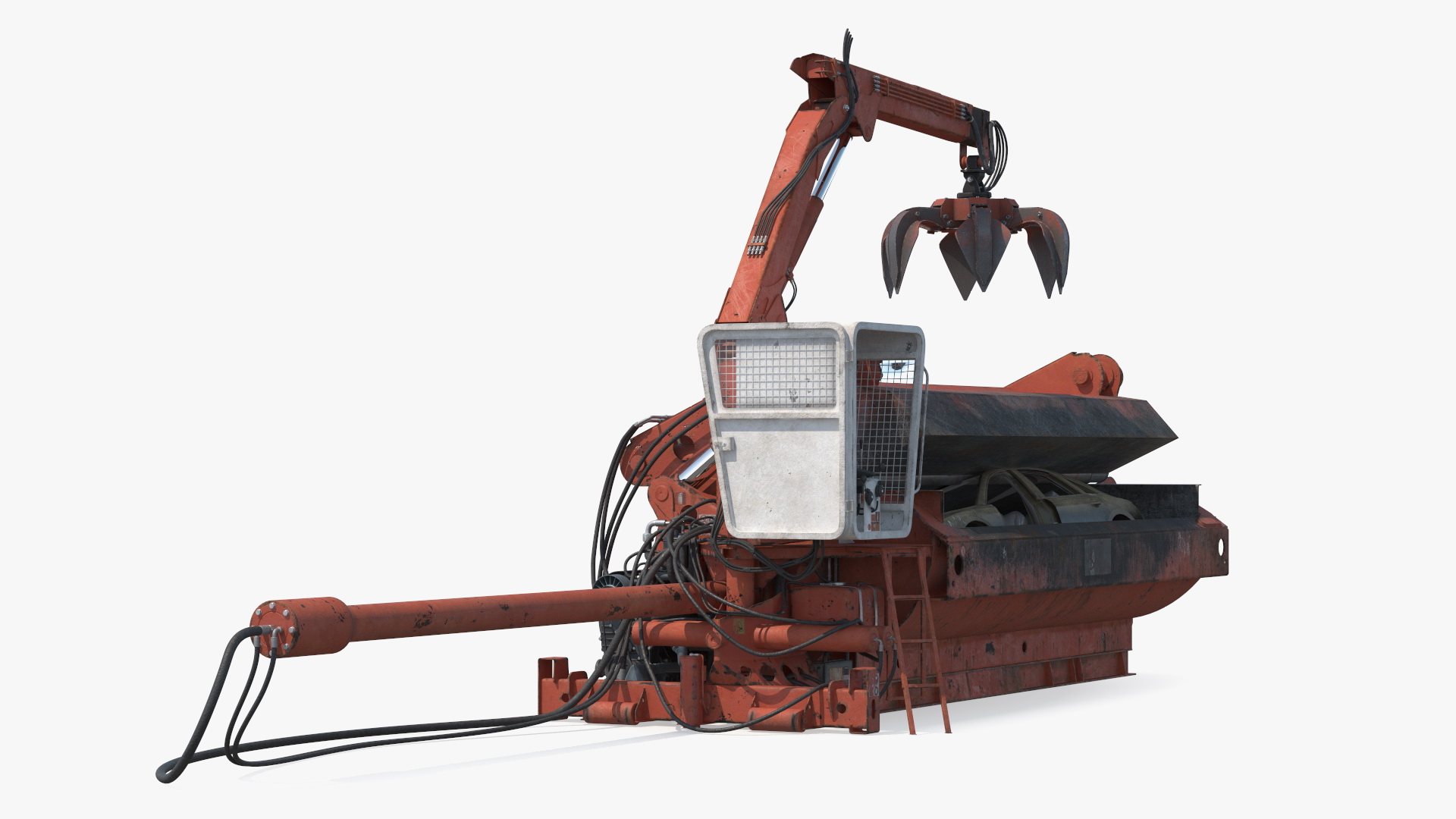 3D model Portable Metal Baler with Scrap Car