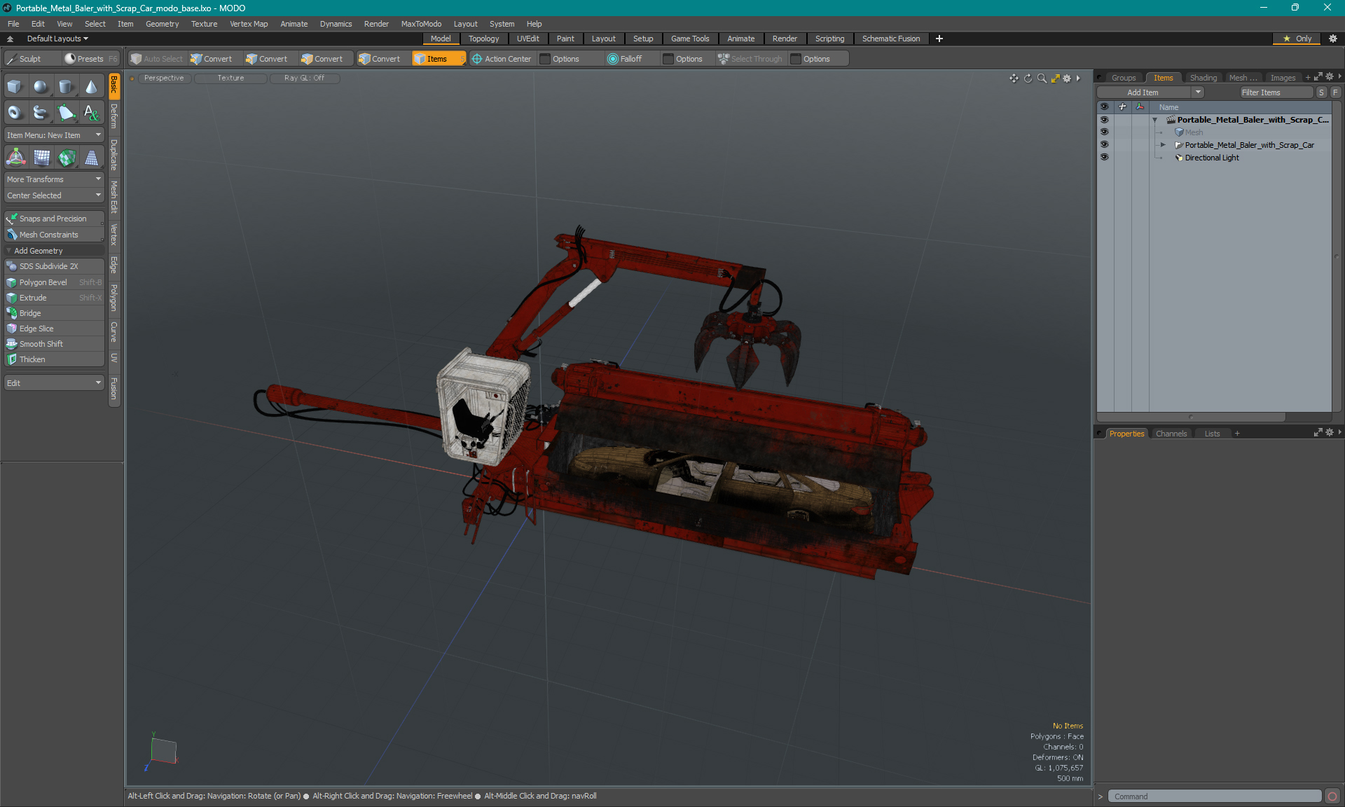 3D model Portable Metal Baler with Scrap Car