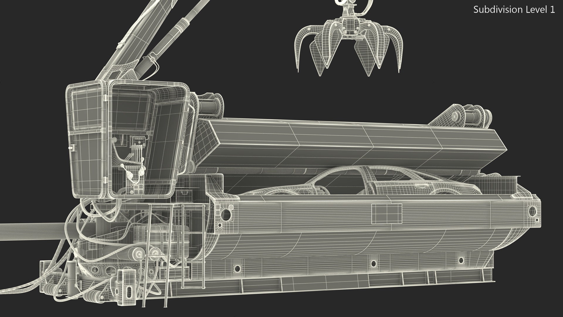 3D model Portable Metal Baler with Scrap Car