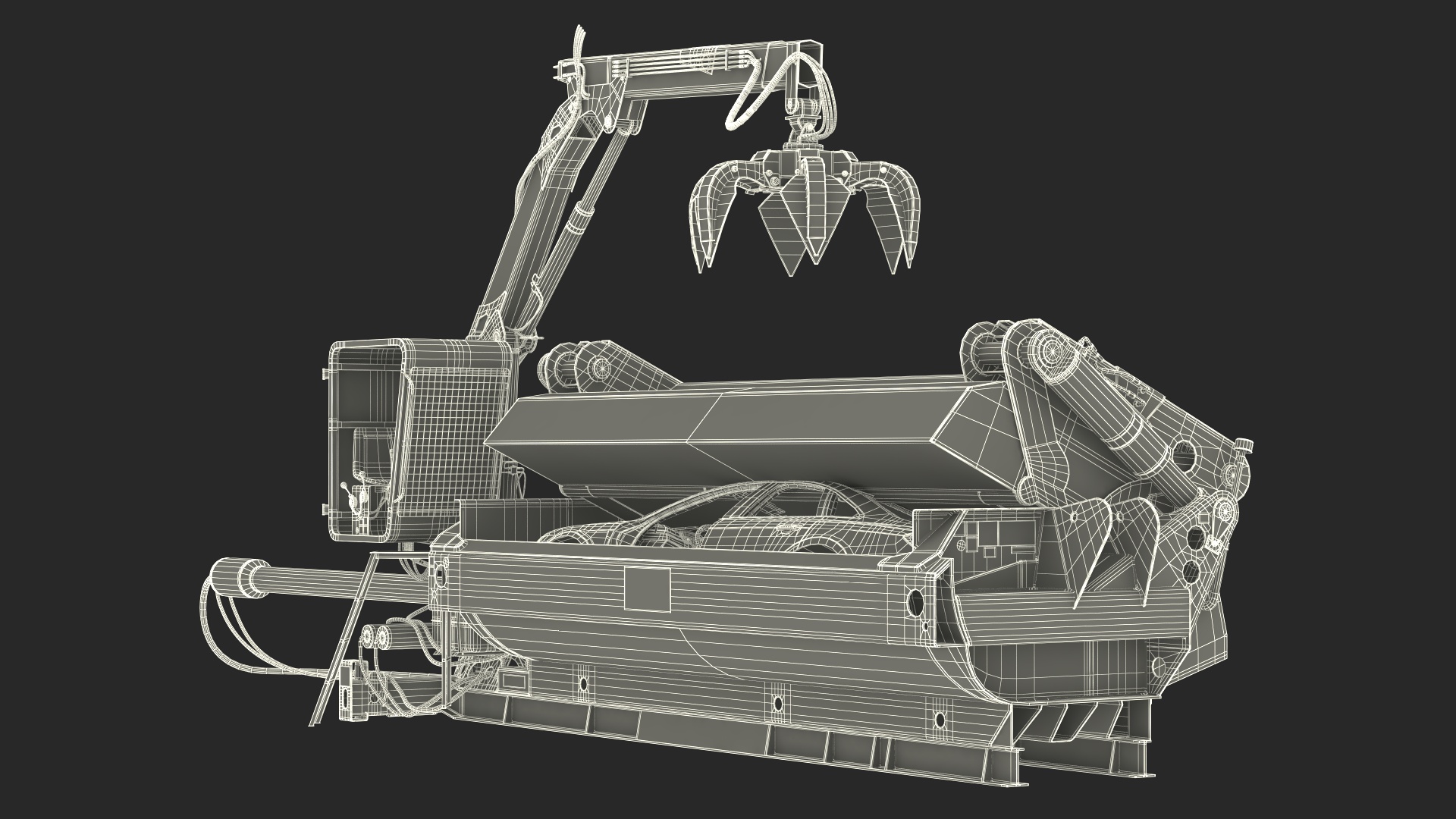 3D model Portable Metal Baler with Scrap Car