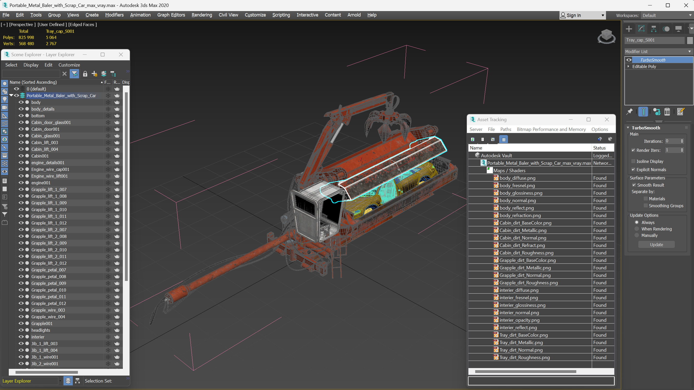 3D model Portable Metal Baler with Scrap Car