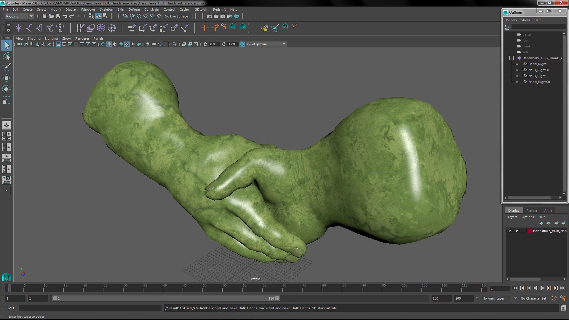 3D model Handshake Hulk Hands