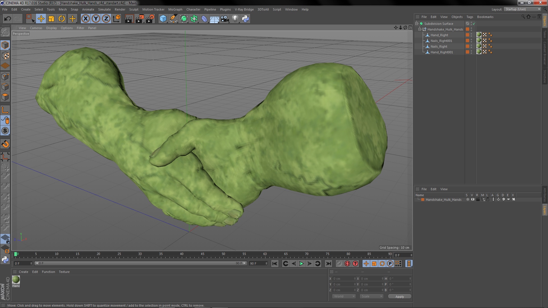 3D model Handshake Hulk Hands