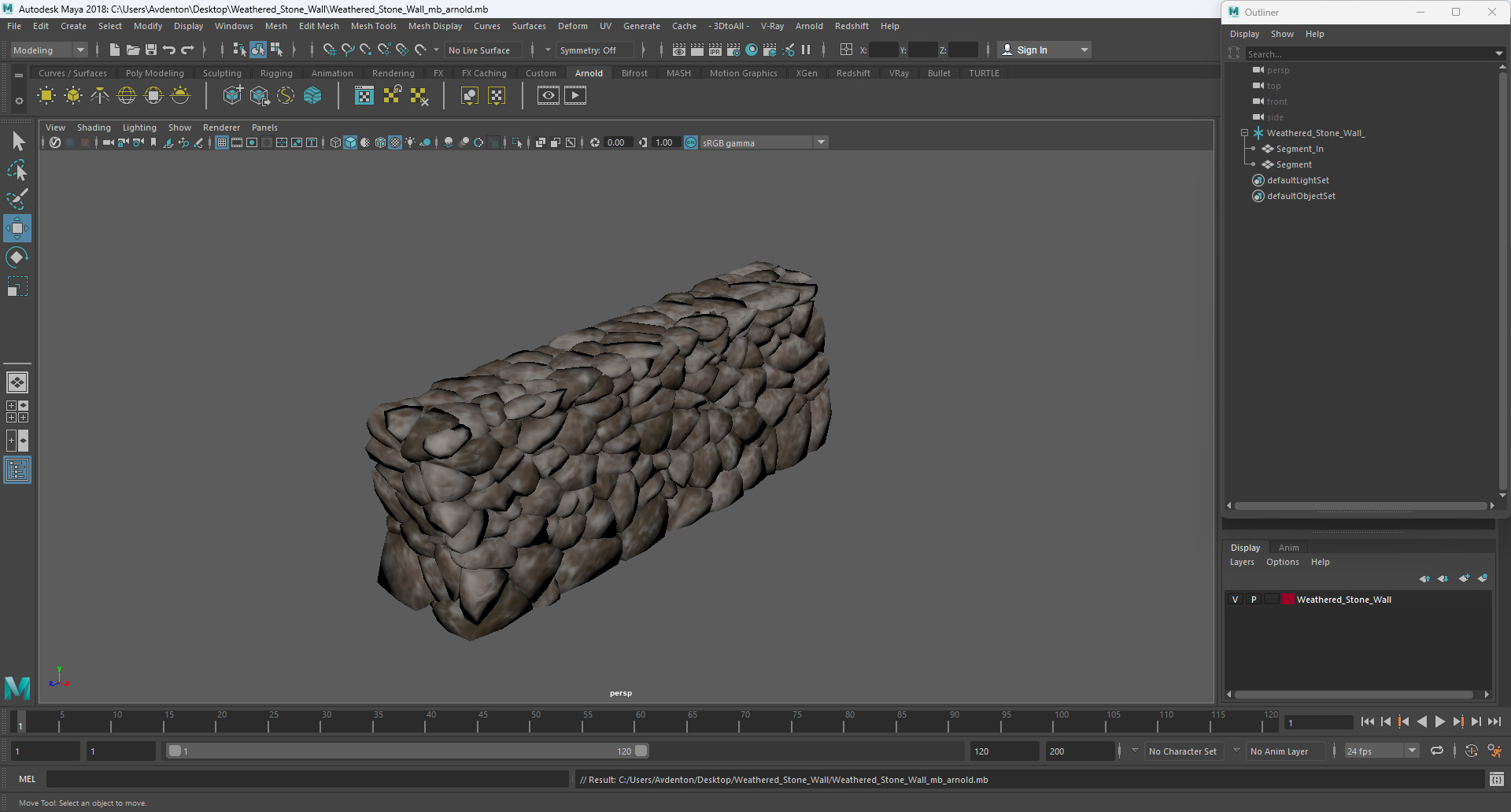 3D model Weathered Stone Wall