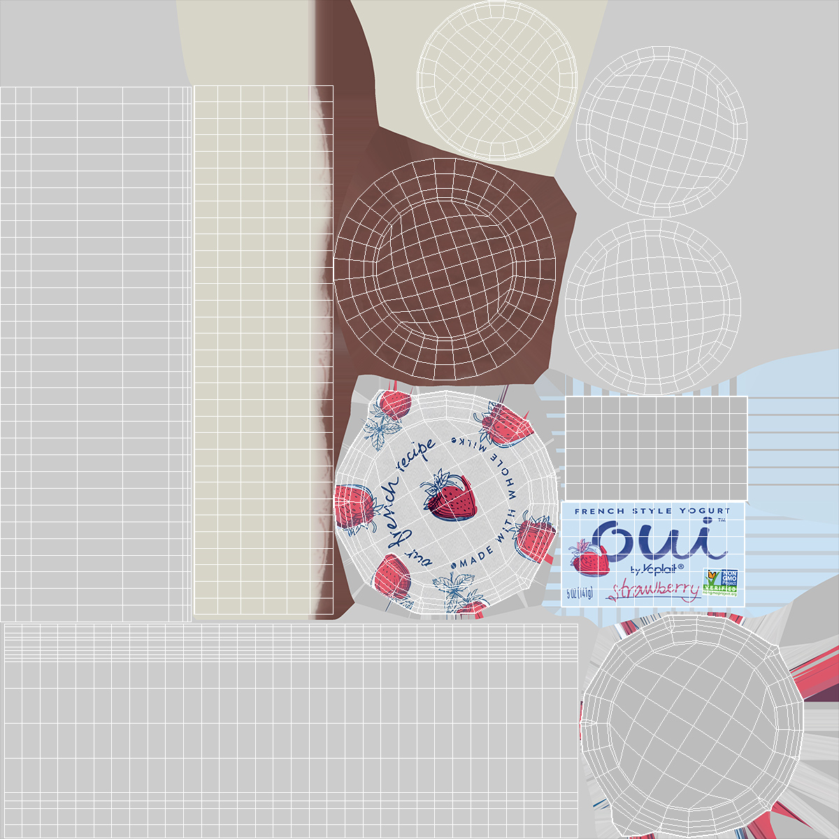 3D French Style Oui Yogurt Container Full model