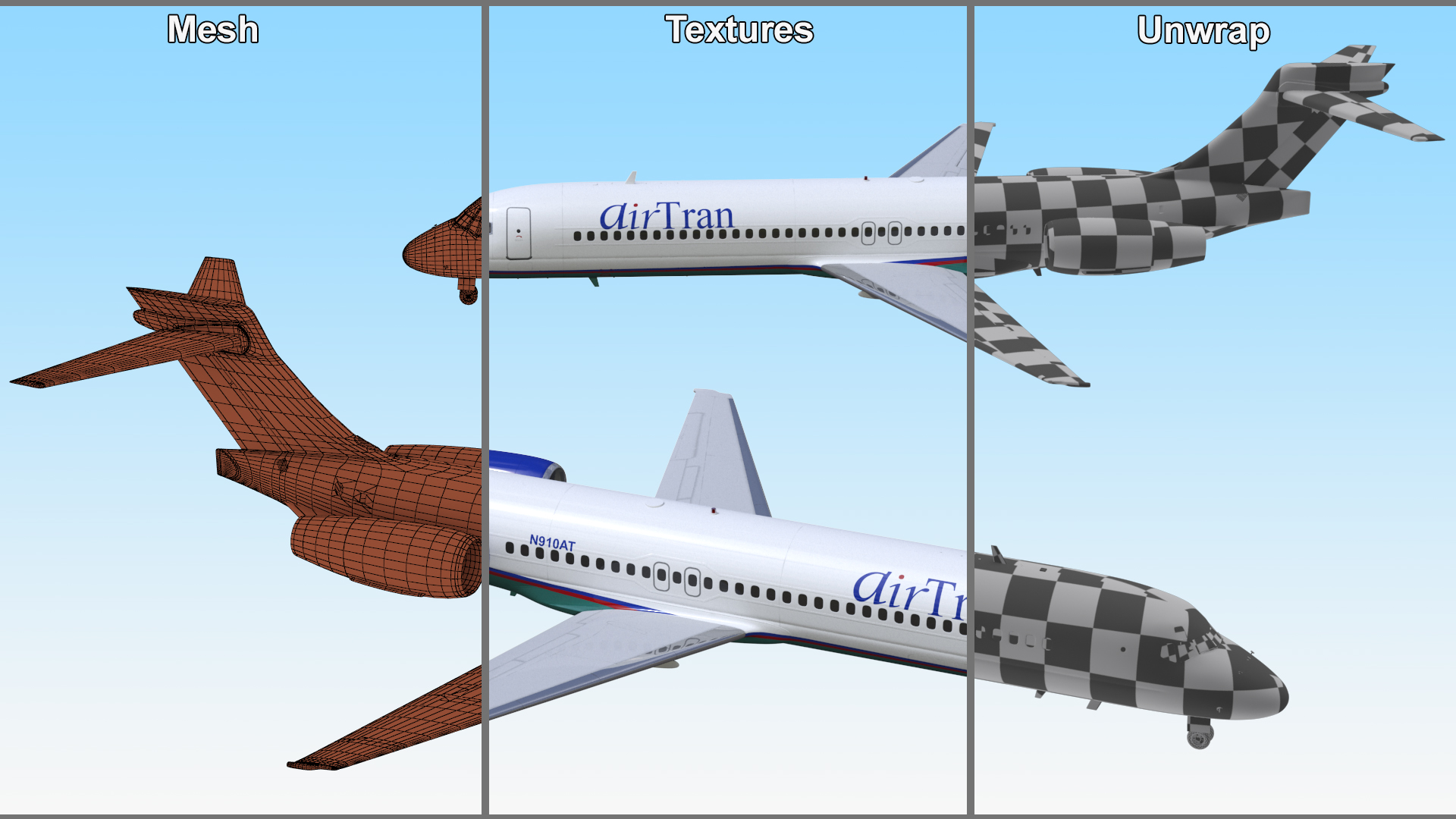 3D model Air Transat Livery Boeing 717-200 Rigged