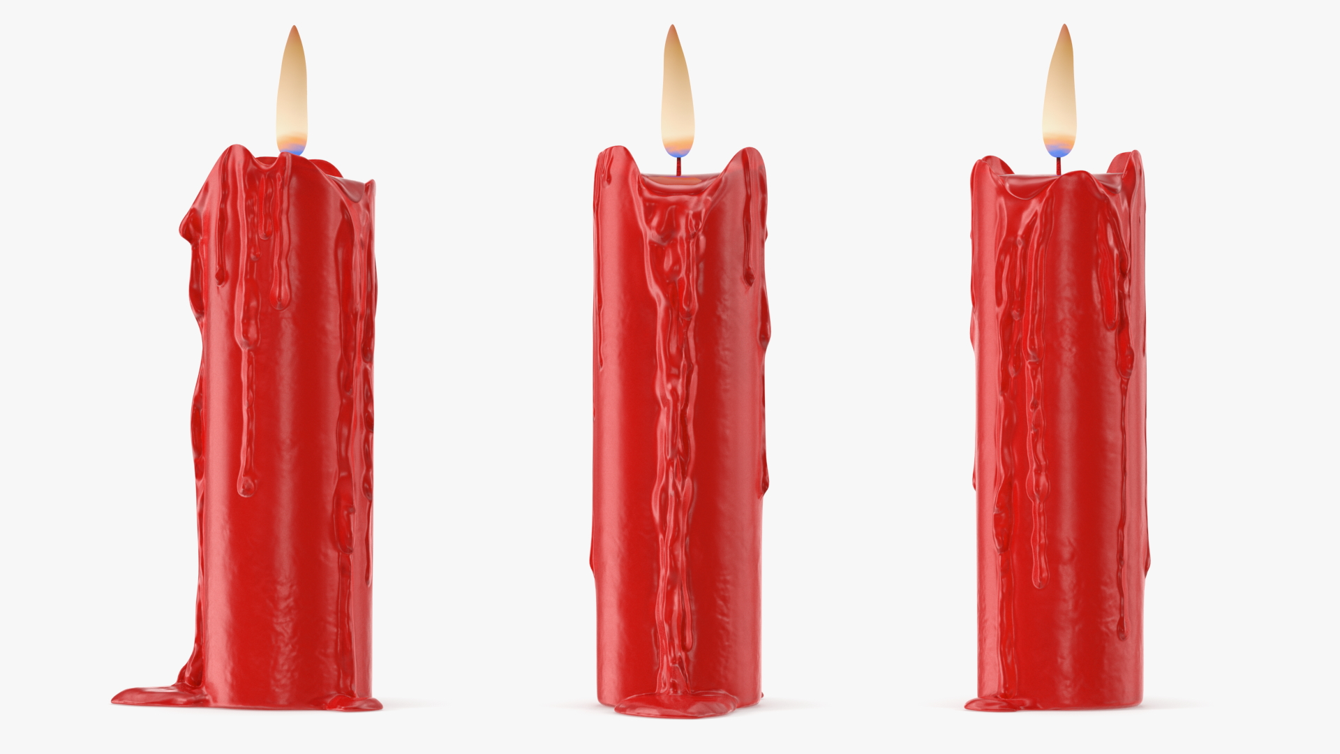 3D model Half Candle Dripping Melted Wax Red