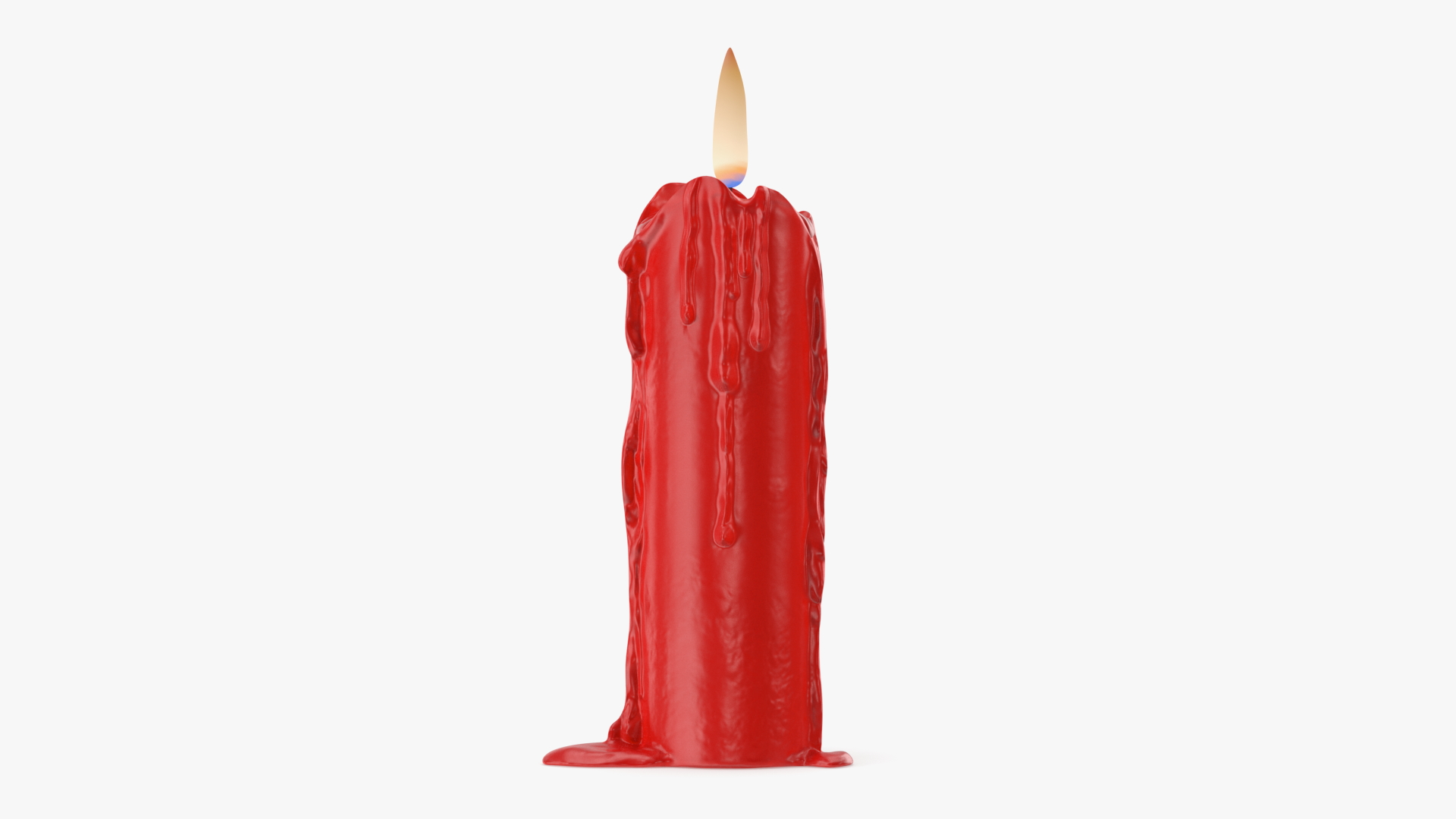 3D model Half Candle Dripping Melted Wax Red