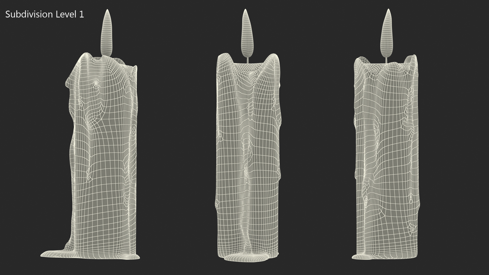 3D model Half Candle Dripping Melted Wax Red