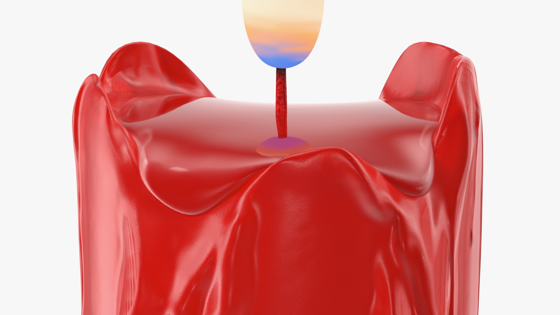 3D model Half Candle Dripping Melted Wax Red