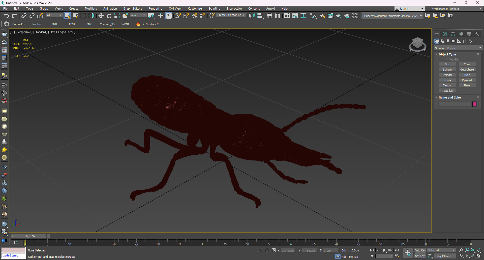 Termite in Creeping Pose for 3D Print 3D