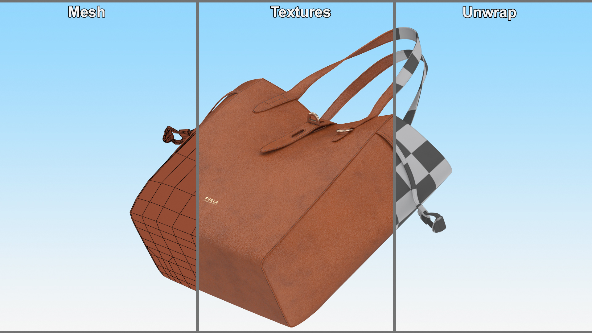 3D model Furla Net Tote Bag Cognac