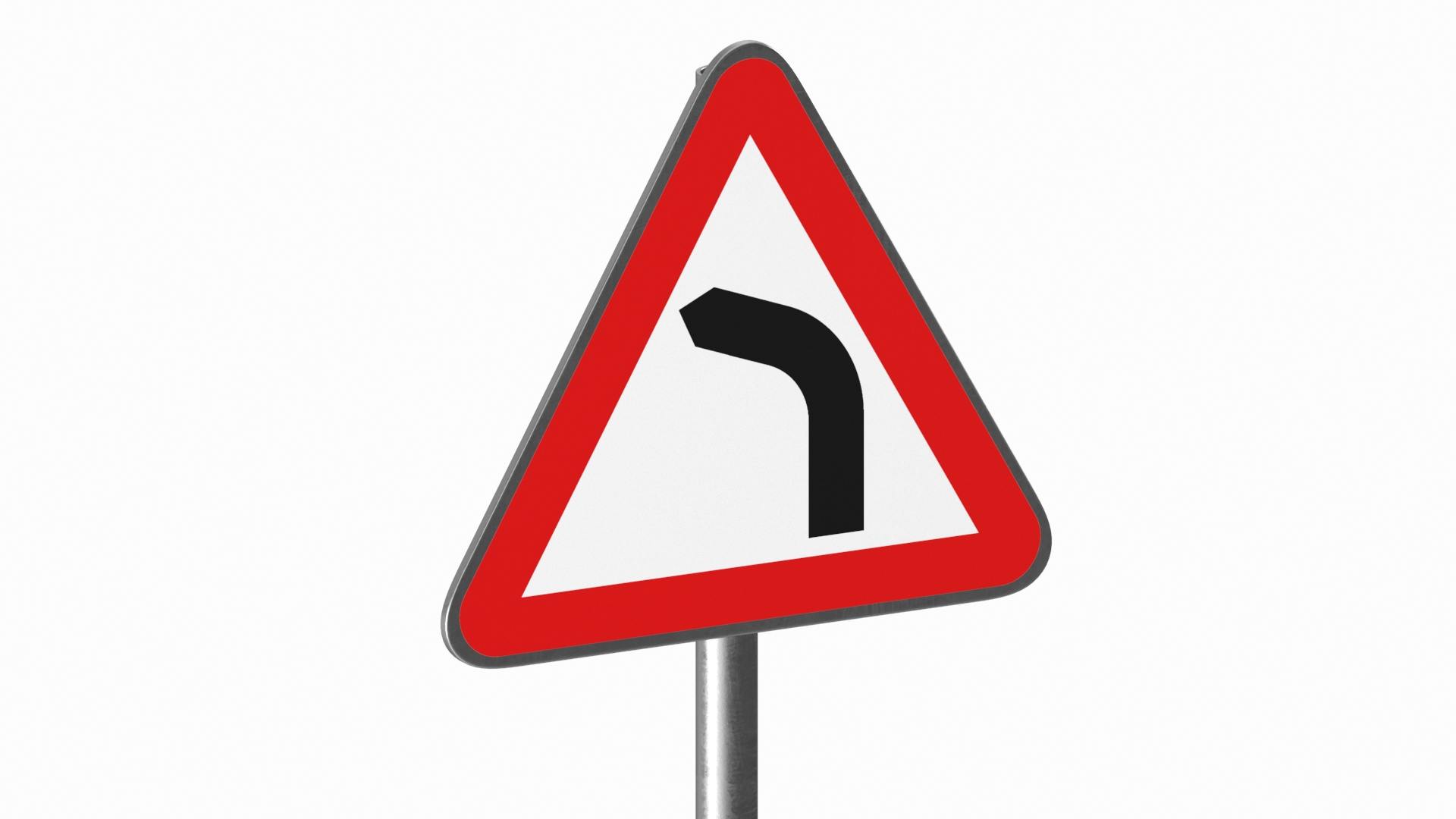 Bend to Left Road Sign 3D