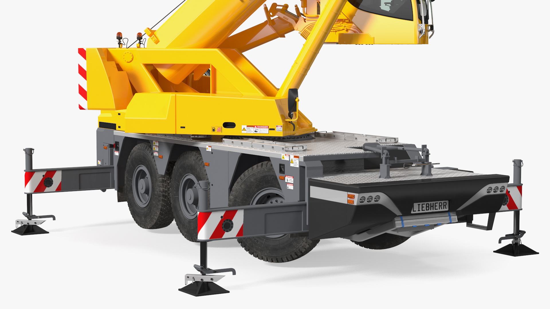 3D Mobile Crane Liebherr with Concrete Barriers Rigged