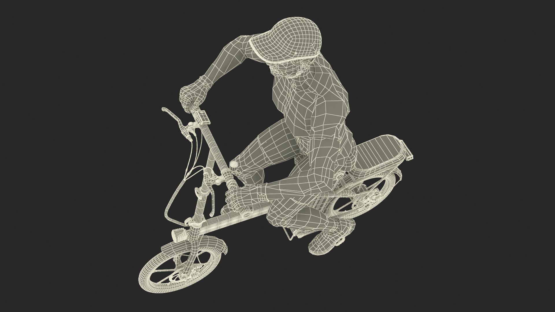 3D Cyclist Character in Red Safety Helmet model