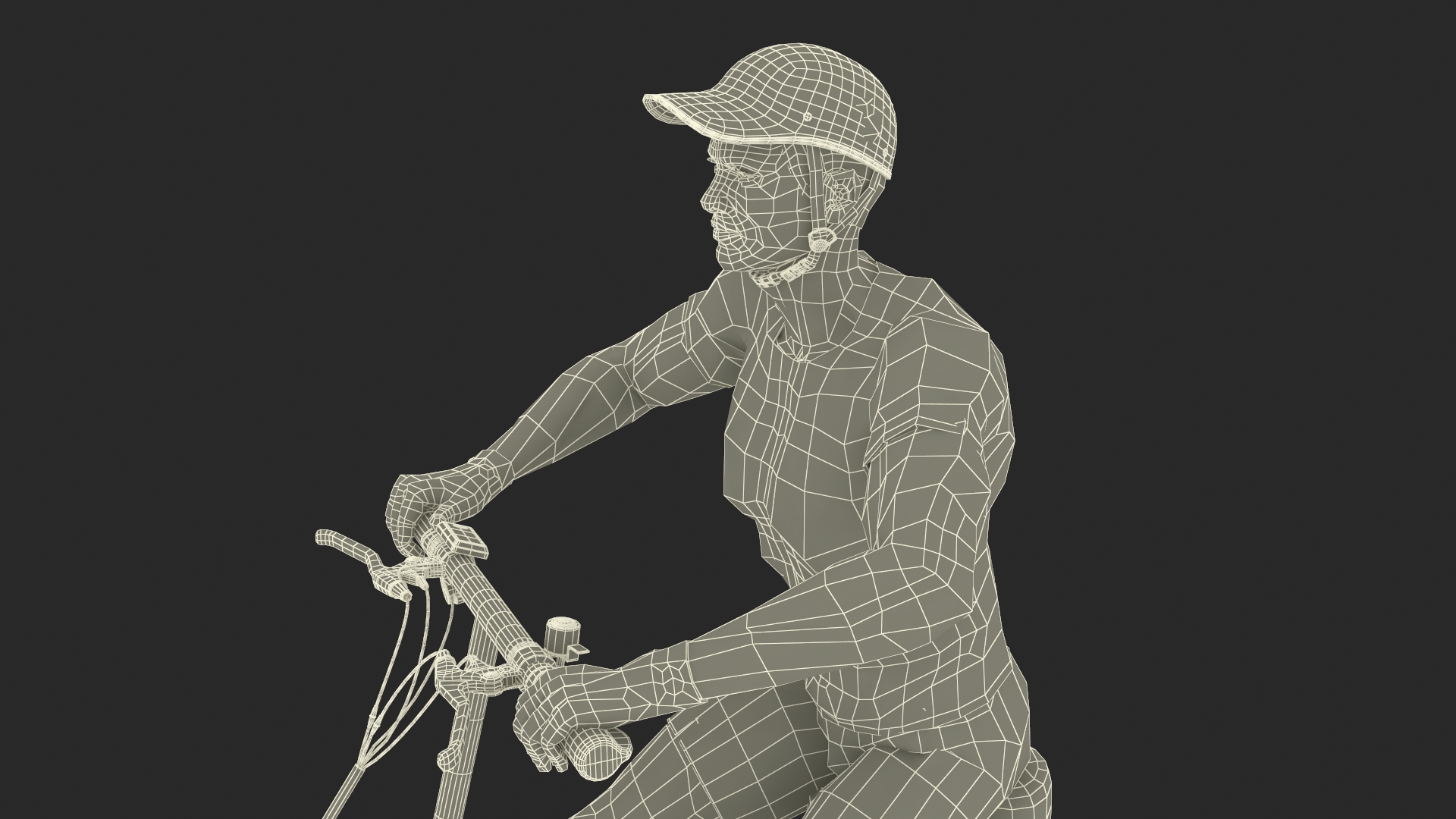 3D Cyclist Character in Red Safety Helmet model