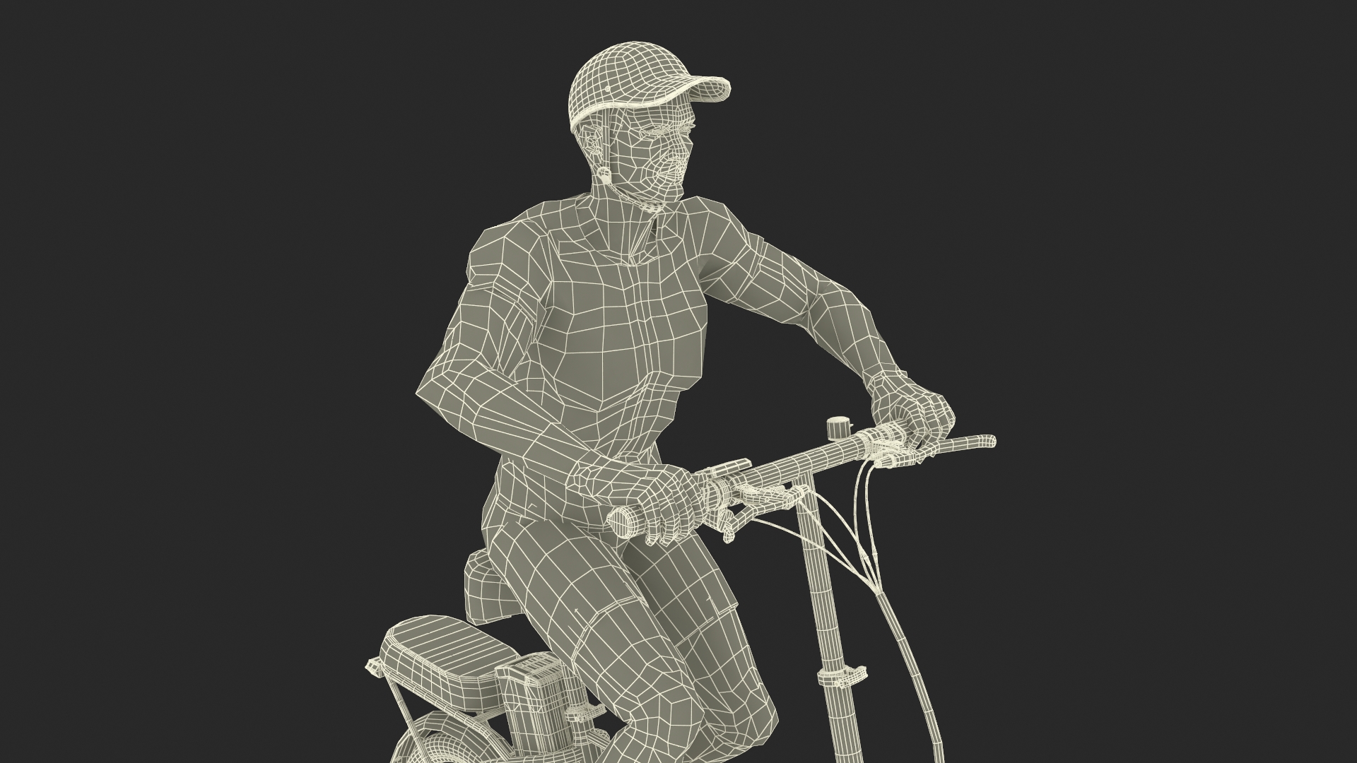 3D Cyclist Character in Red Safety Helmet model