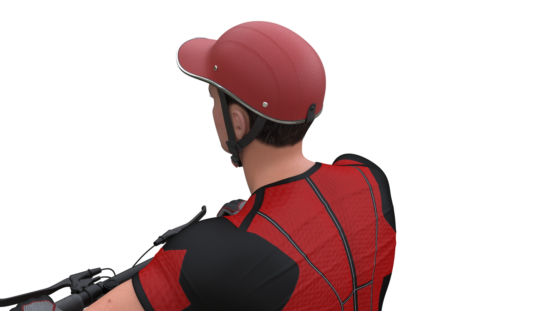 3D Cyclist Character in Red Safety Helmet model