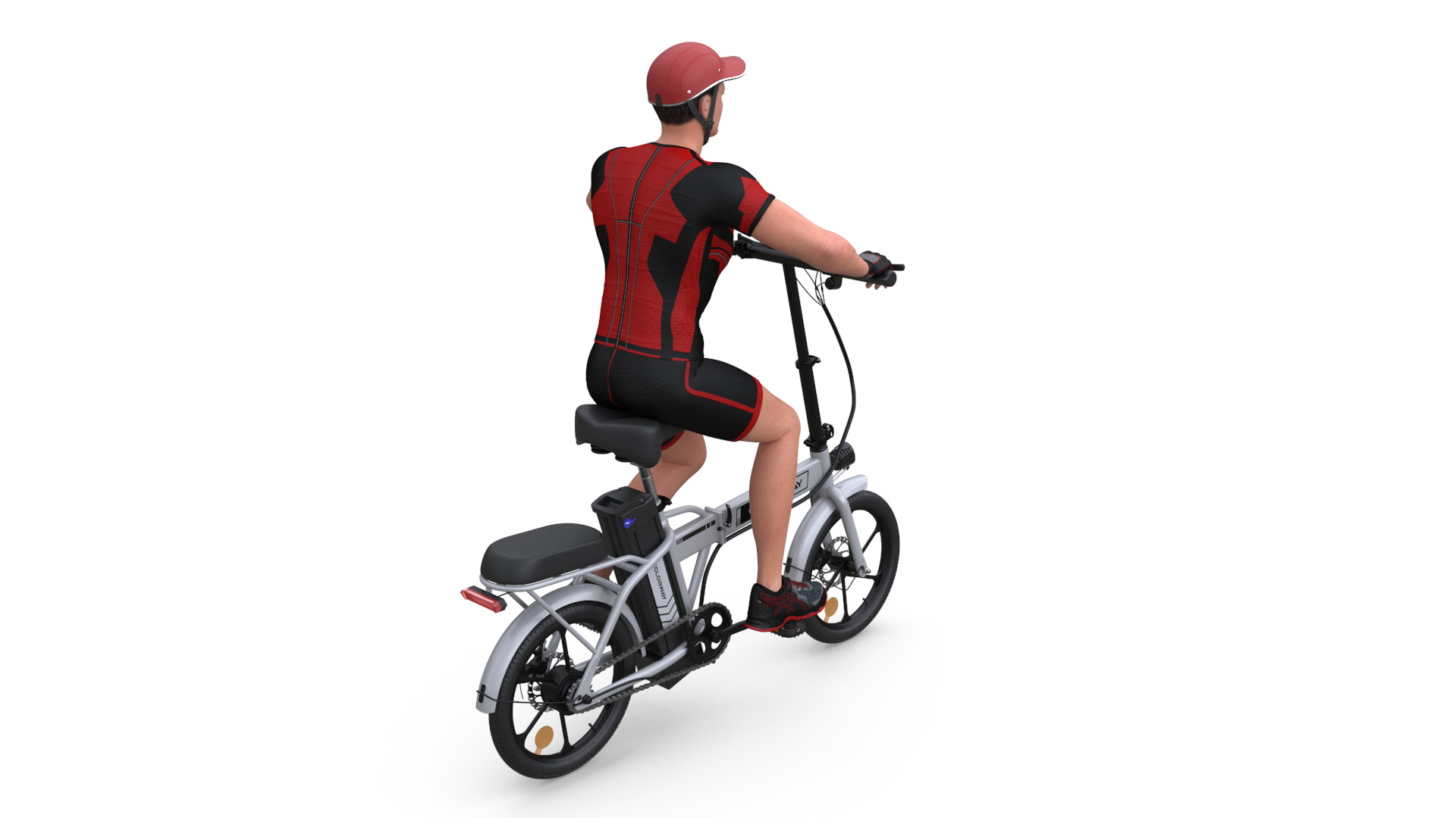 3D Cyclist Character in Red Safety Helmet model