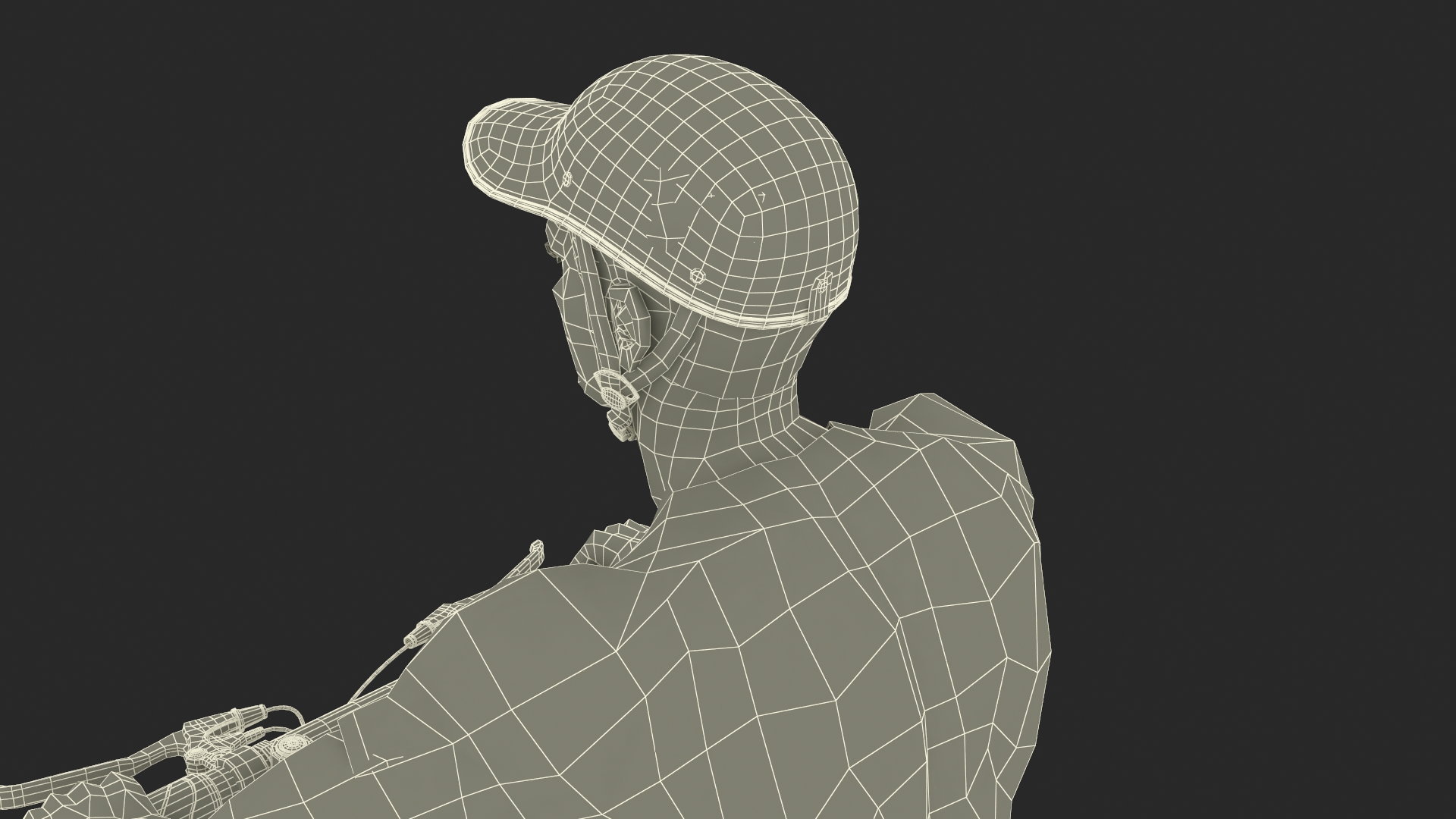 3D Cyclist Character in Red Safety Helmet model