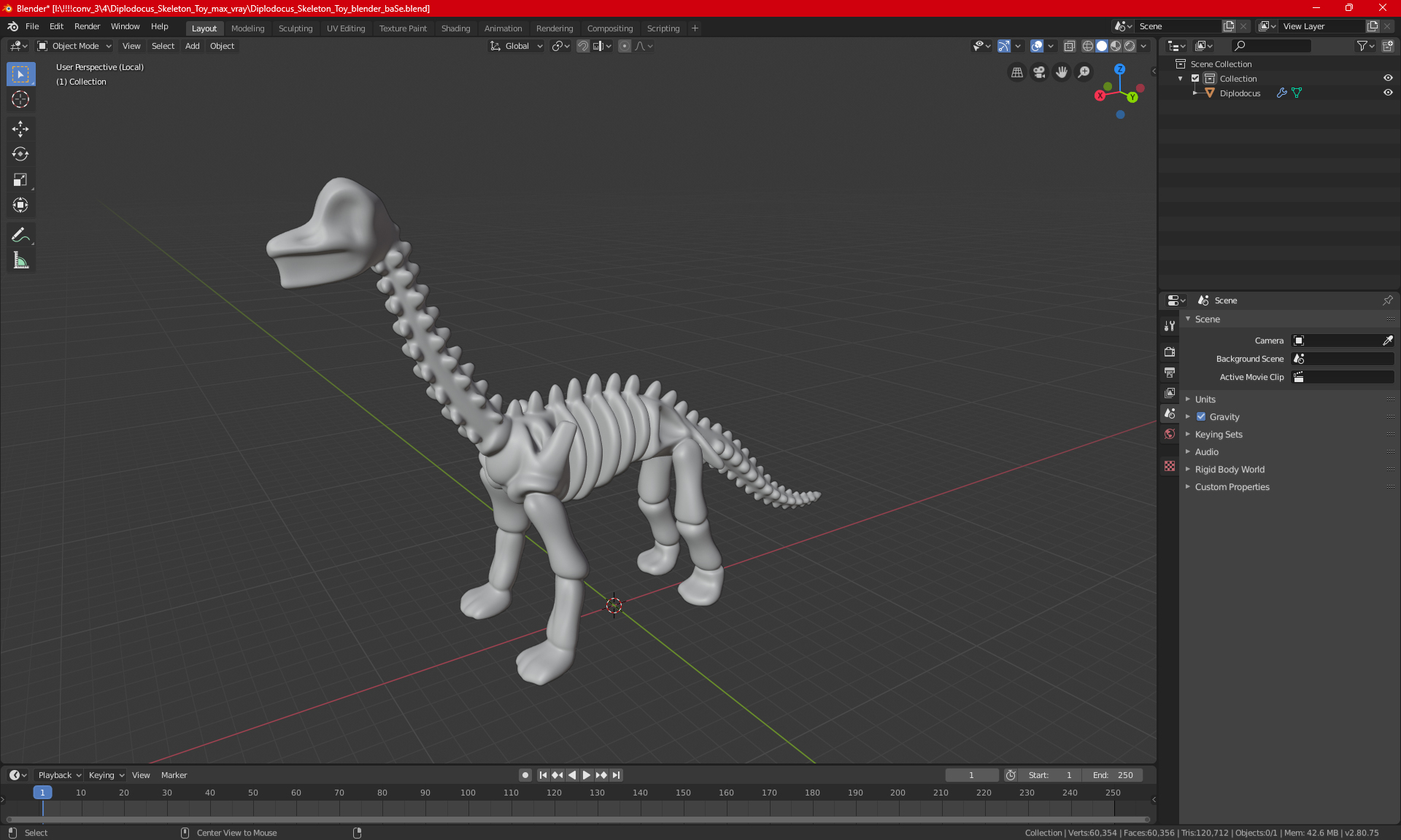 3D Diplodocus Skeleton Toy model