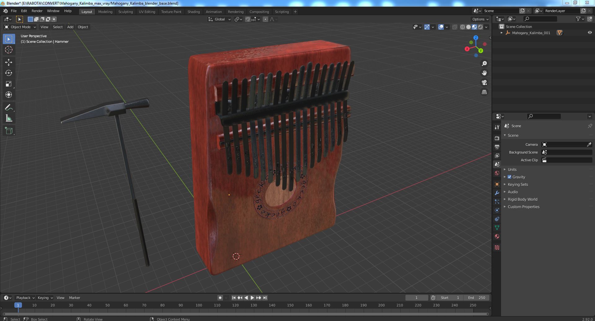 3D Mahogany Kalimba