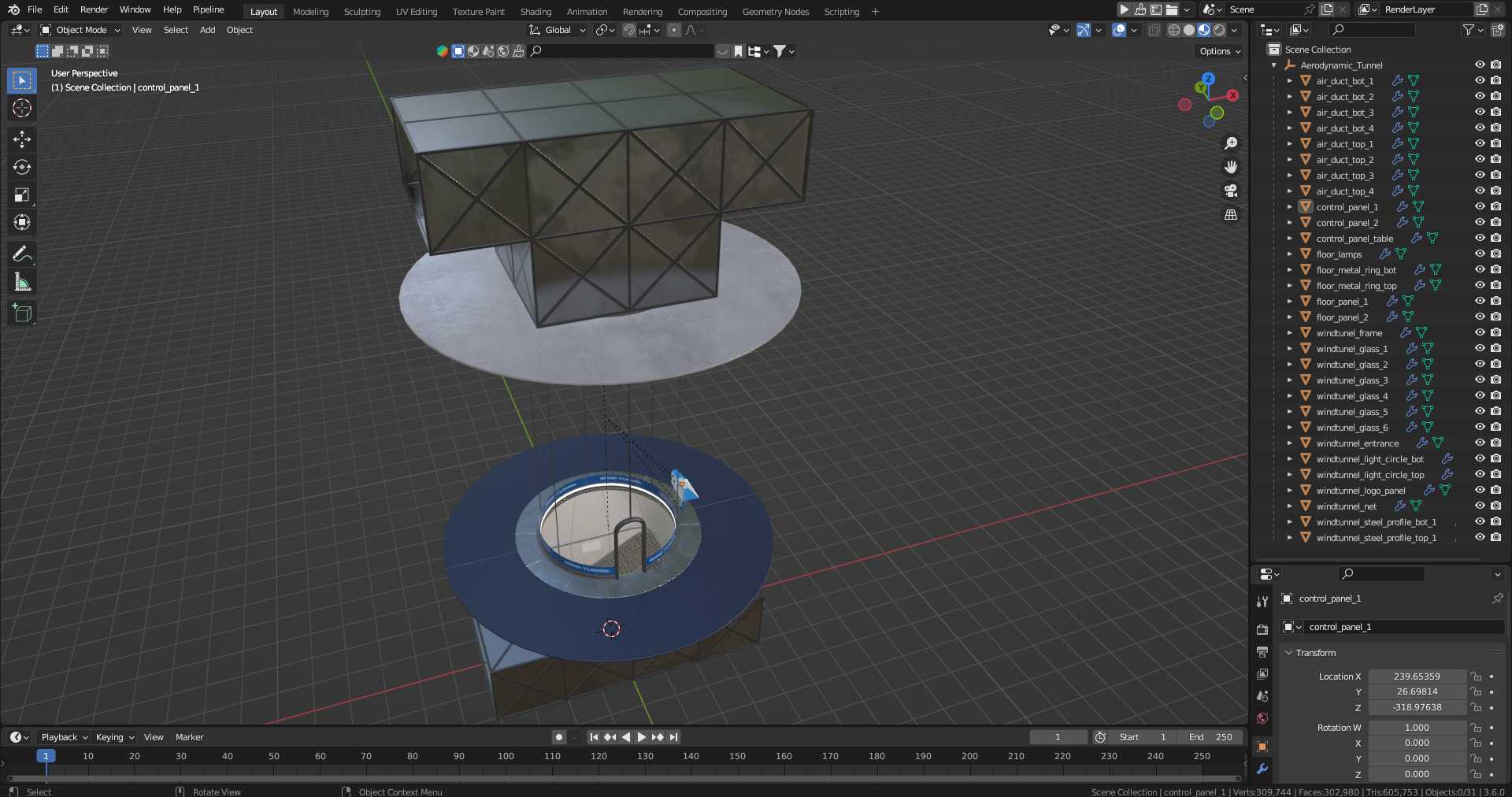 3D Aerodynamic Tunnel model