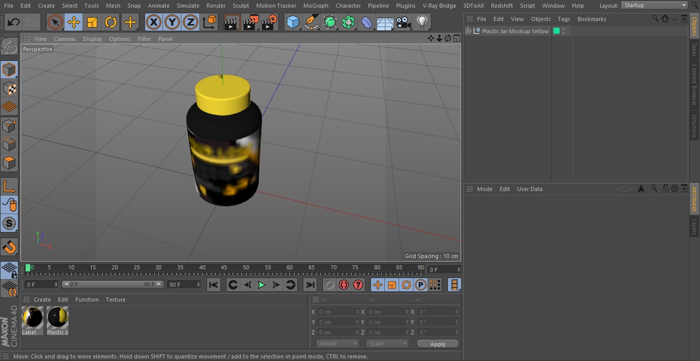 3D model Plastic Jar Mockup Yellow