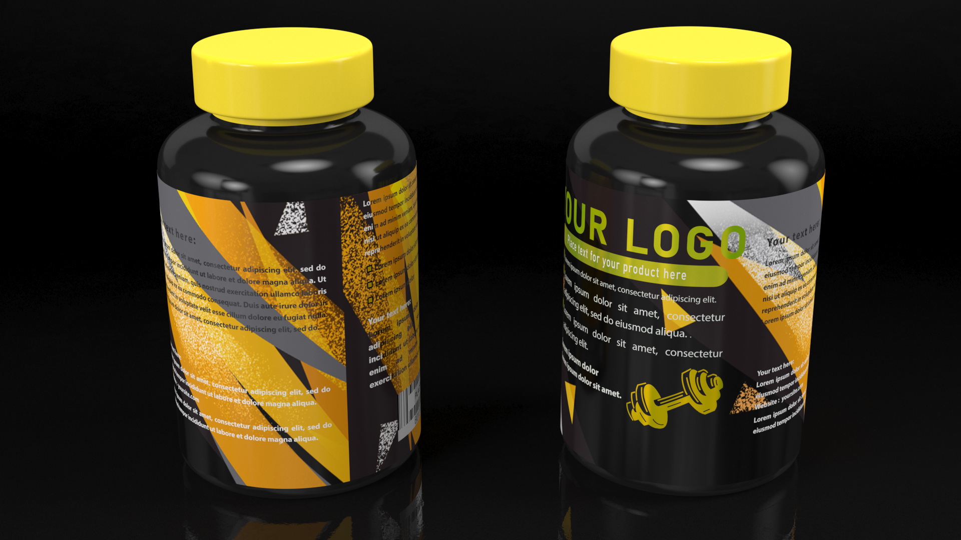 3D model Plastic Jar Mockup Yellow