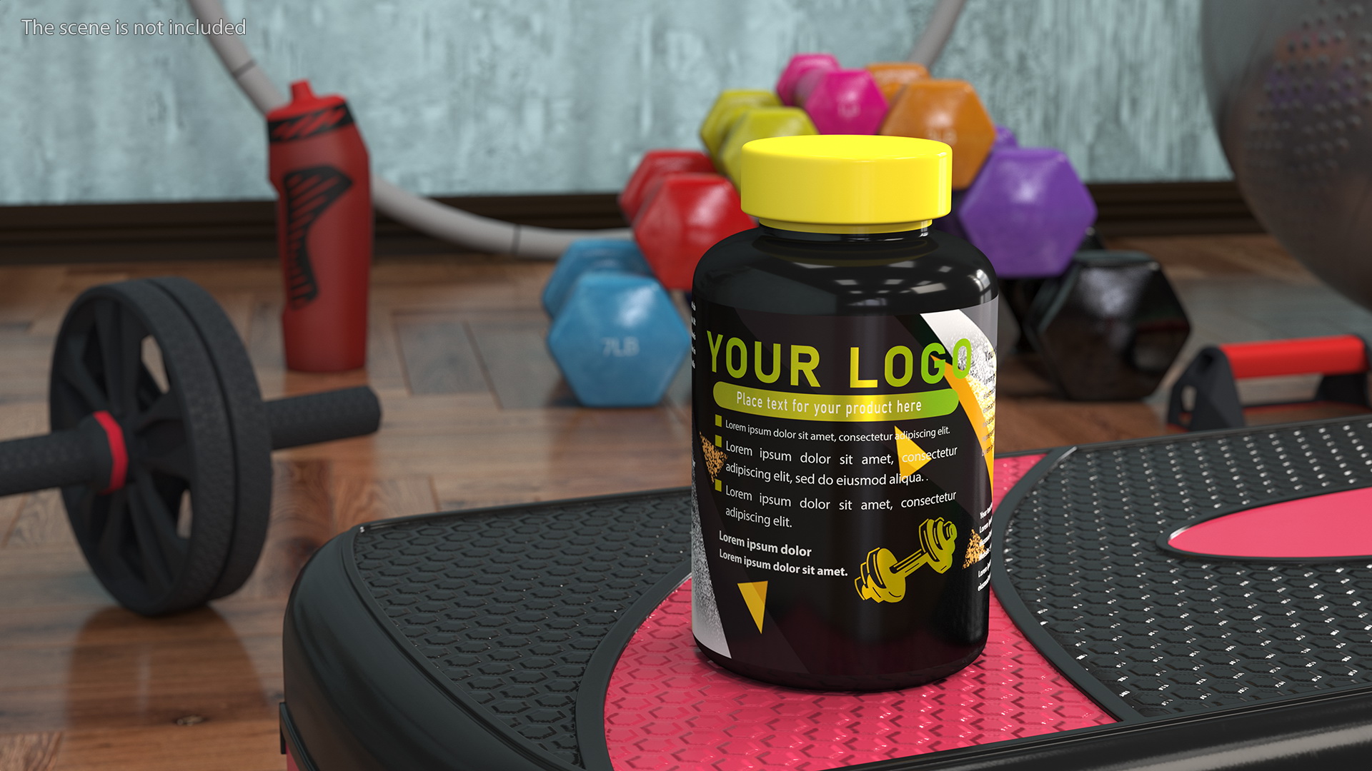 3D model Plastic Jar Mockup Yellow