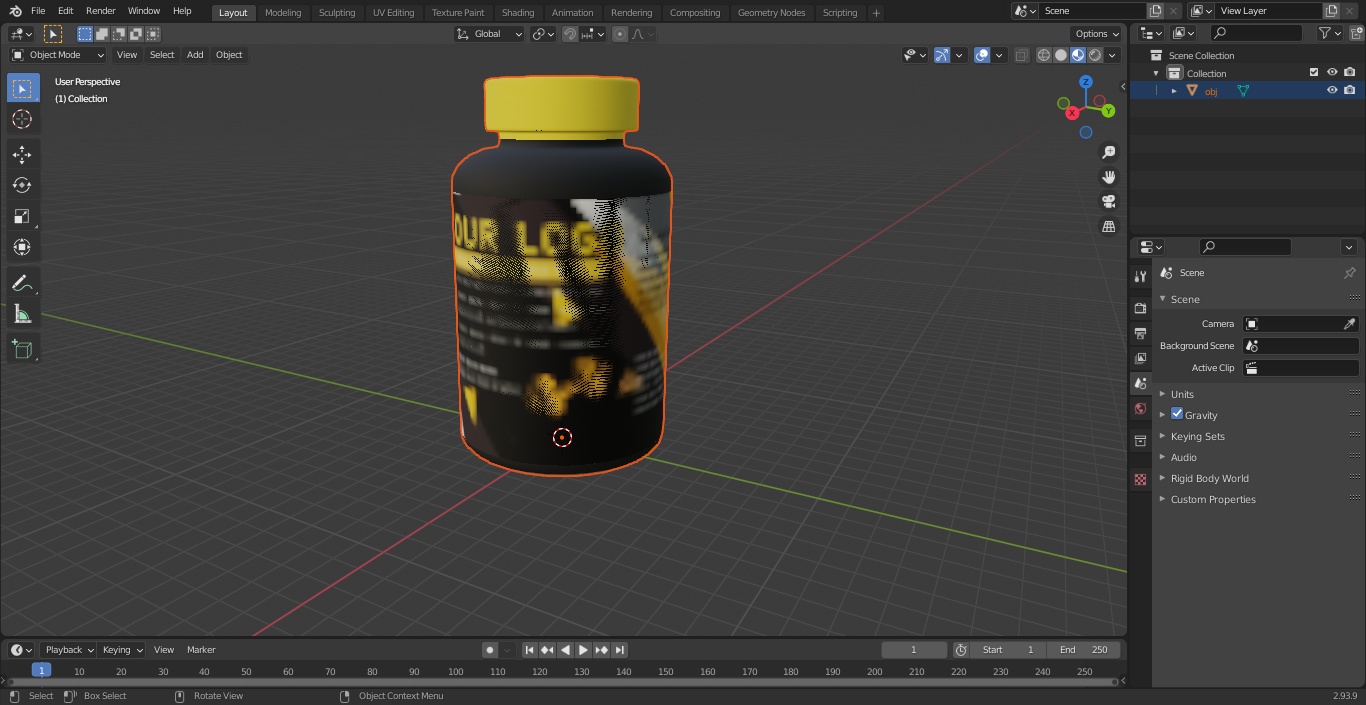 3D model Plastic Jar Mockup Yellow