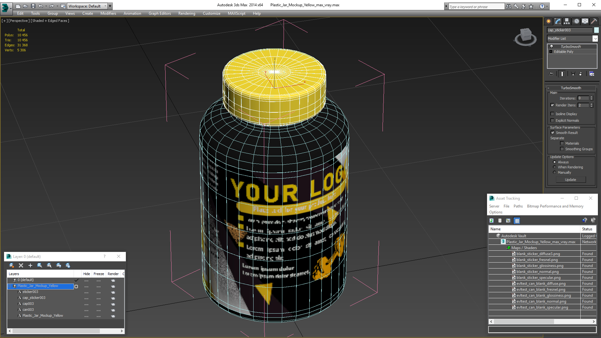 3D model Plastic Jar Mockup Yellow