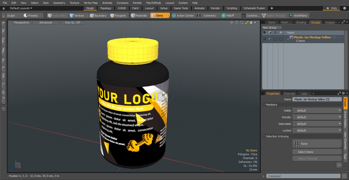 3D model Plastic Jar Mockup Yellow