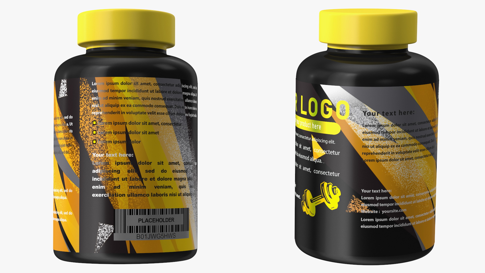 3D model Plastic Jar Mockup Yellow