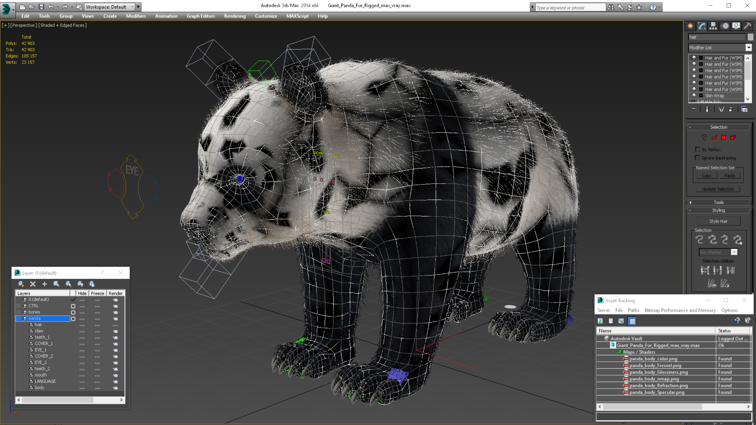 Giant Panda Fur Rigged 3D