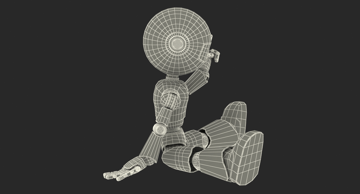 3D Small Robot Toy Sitting Pose model