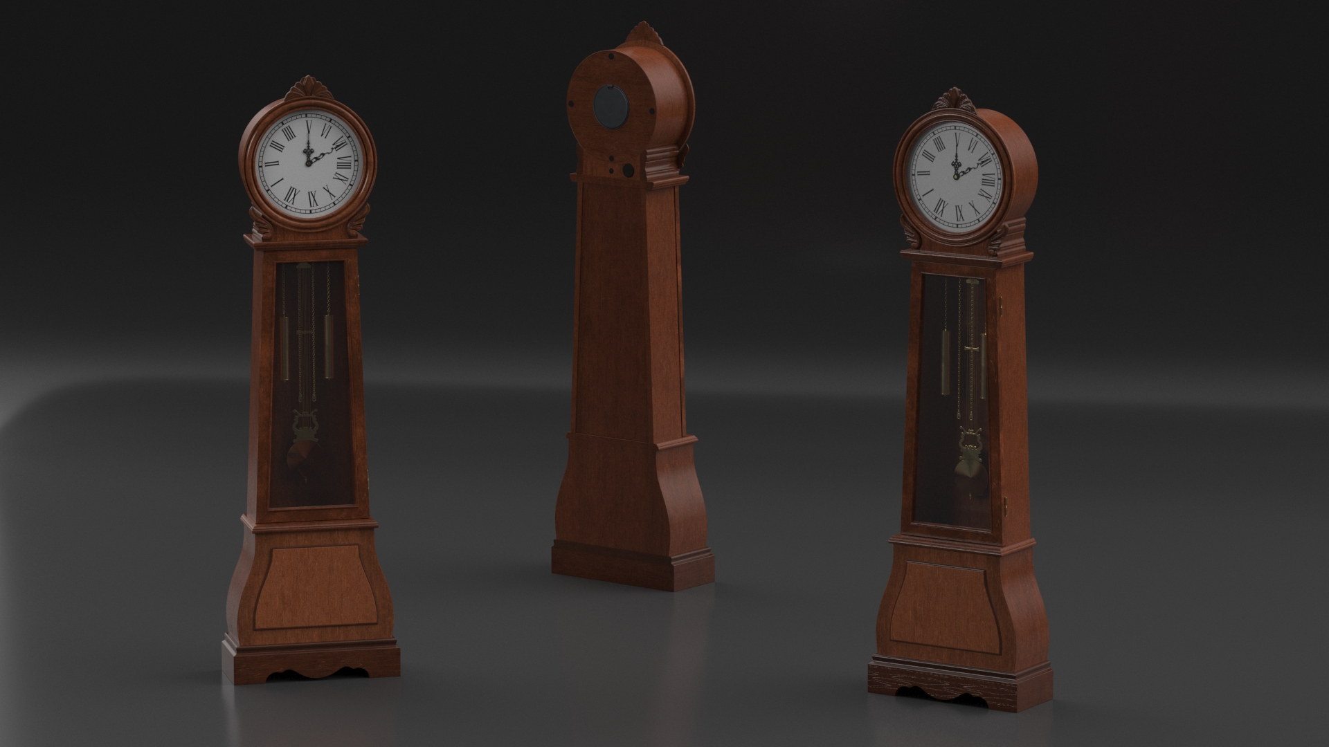 Grandfather Clock Dark Wood 3D